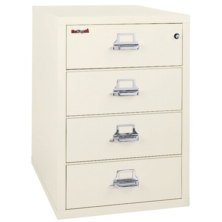 Fireking 4 Drawer, 1 Hr Fire, Vertical, 25" wide for Card Check & Notes Ivory White 4-2536-CIW