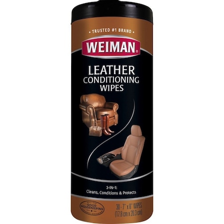 Weiman Leather Conditioning Wipes, 7'' x 8'', 30 Sheets, 4PK 91