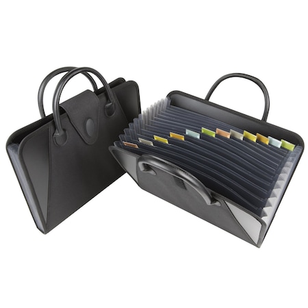C-Line Products 8-1/2" x 11" Black Expanding File with Handles, 1/EA 48211