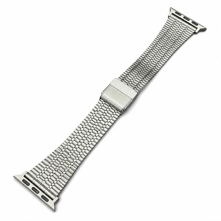 Elegani Expansion Stainless Steel Replacement Band Compatible with Apple Watch 46mm, Silver SEBCQR-SLV-46mm