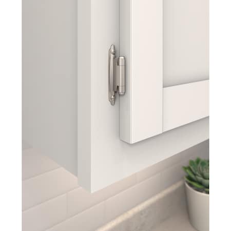 Amerock 3/8in 10mm Inset Self Closing Face Mount Satin Nickel Cabinet Hinge, 10PK 1887611