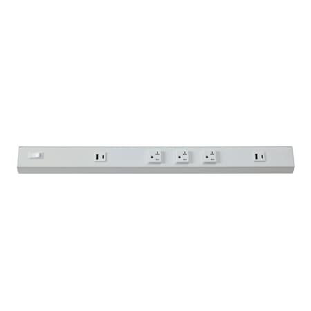 Westgate 24in ANGLED 3-RECEPTACLE 2 USB 20A POWER STRIP WHT PSA-24-3R-2U-WH