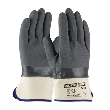Towa Nitrile Coated Glove with Cotton Liner and MicroFinish Grip, Safety Cuff, 12PK 56-AG588/M