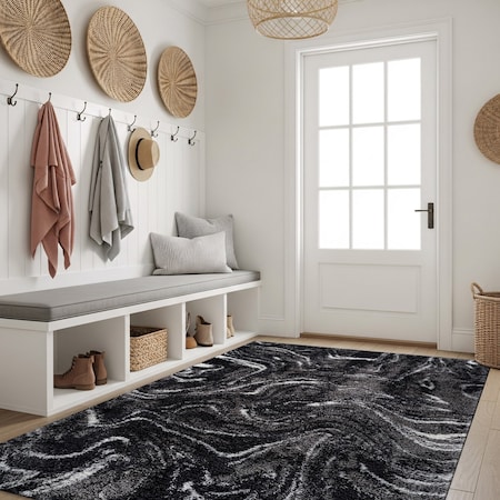 World Rug Gallery Abstract Marble Shag Area Rug 4 ft x 6 ft Anthracite WR125ANTHRACITE4X6