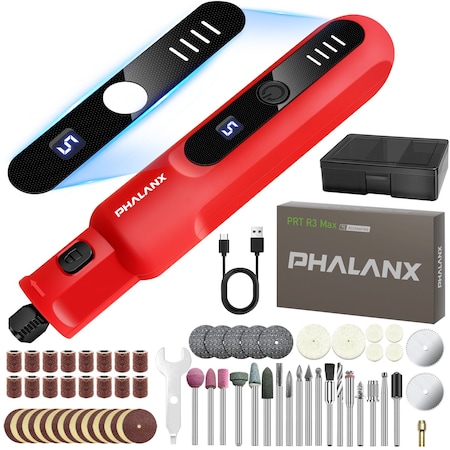 Edendirect 3.7V Cordless Rotary Tool Kit - 70 Pieces, LED Light, Adjustable Speed With Red ED-R3 Max Red