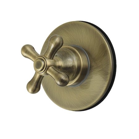 Kingston Brass Single-Handle Six-Way Diverter Valve with Round Trim Kit, Antique Brass KS4033AX