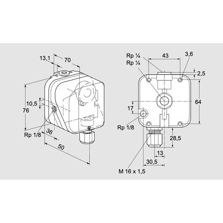 Honeywell Kromschroder DG 150U-3 Gas Press Sw 30-150 mbar IP54 KS84447500