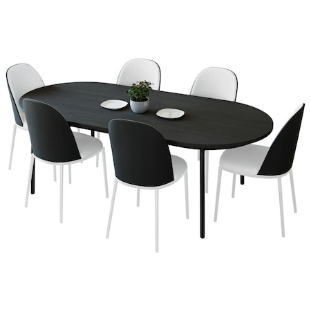 Leisuremod 70.9 in W, 29.5 in L, Manufactured Wood/Steel/PU Leather, Black/White TT70-WCBL18-W