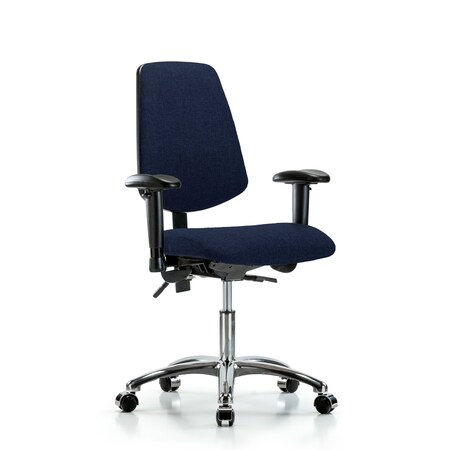 Blue Ridge Ergonomics Desk Chair Fab Desk Chair, Med, Bk, Cast, Navy, Adjustable Arms, 19" to 24" Height, Fabric, Dark Blue BR-FDHCH-MB-CR-T1-A1-CC-F45