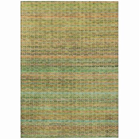 Homeroots 9' X 12' Green Copper And Teal Blue Striped Washable Indoor Outdoor Area Rug 637336