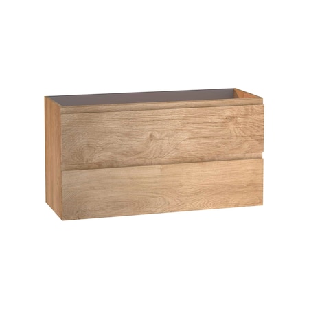 Homeroots 36" Oak Wood Freestanding Bathroom Vanity With White Sink And Two Drawers 627481