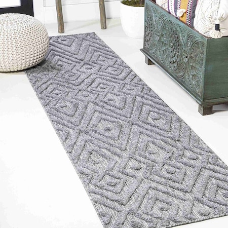 Jonathan Y Balansat Moroccan Diamond Dark Gray 2 ft. x 8 ft. Indoor/Outdoor Runner Rug IBZ100A-28