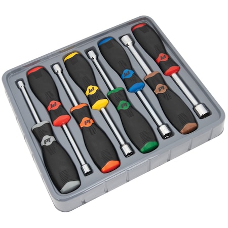 Performance Tool 8 pc. Nut Driver Set, SAE, Chrome Vanadium, Ergonomic Grips W30900