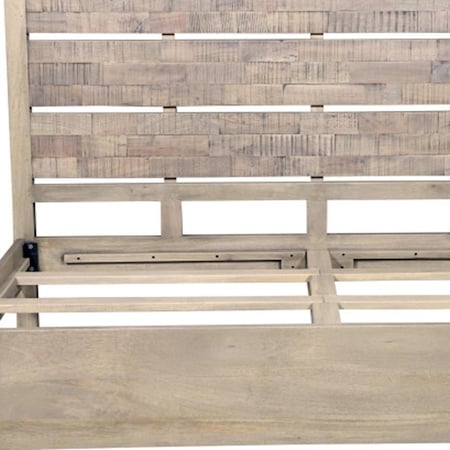 Homeroots Gray Slat Back Solid Wood King Bed Frame 660002