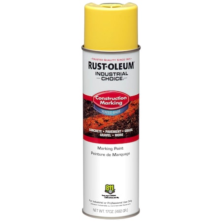 Rust-Oleum Construction Marking Paint, 17 oz., High Visibility Yellow, Water -Based 264695