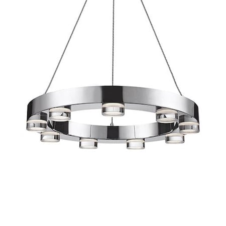 Kuzco Lighting Nine Lamp Led Ring Shaped Elegant Pendant With Clear Crystal Discs 401441CH-LED