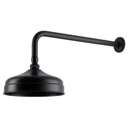 Kingston Brass 8" Round Raindrop Brass Shower Head with 17" Shower Arm, Matte Black K124K10