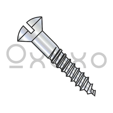 Oxoxo 8-15X1 1/4 Slotted Oval Full Body Wood Screw Zinc, 3000PK 129086