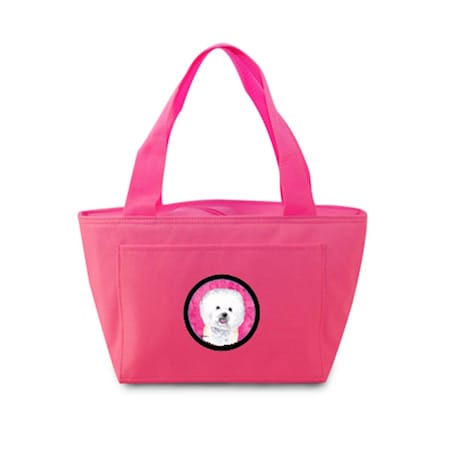 Carolines Treasures 15 x 7 in. Bichon Frise Zippered Insulated School Washable and Stylish Lunch Bag Cooler- Pink SC9135PK-8808