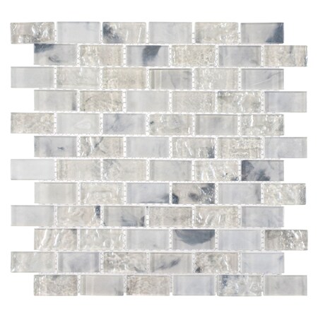 Andova Tiles Zalo 1-in. x 2-in. Brick Joint Glass Wall & Floor Mosaic Tile (1 Square Feet Per Sheet) ANDZAL608