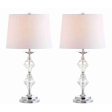 Jonathan Y Madison 27.5" Crystal LED Table Lamp, Clear/Chrome, 2PK JYL2037A-SET2
