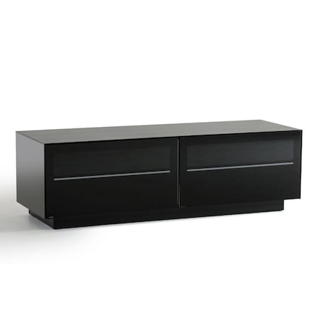 Homeroots 59in Black Glass And Wood Enclosed Storage TV Stand 473285