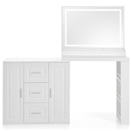 Homeroots 59" White Wood Lighted Three Drawer Dresser 714269