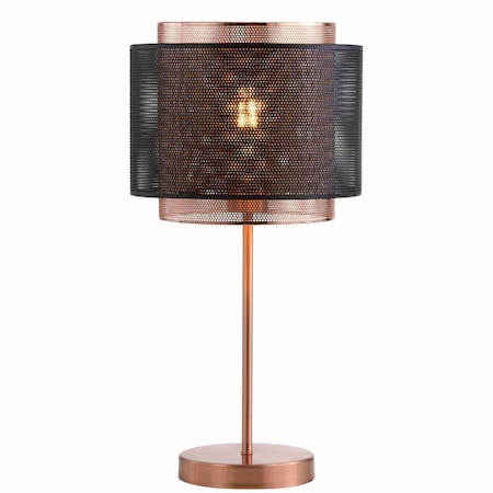 Jonathan Y Tribeca 19.7" Metal LED Table Lamp, Copper/Black JYL6106A