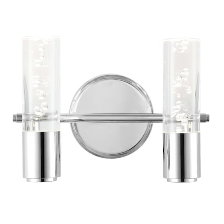 Jonathan Y Bolha 10.75" 2-Light Minimalist Modern Bubble Acrylic/Iron Integrated LED Vanity Light, Chrome JYL7223A