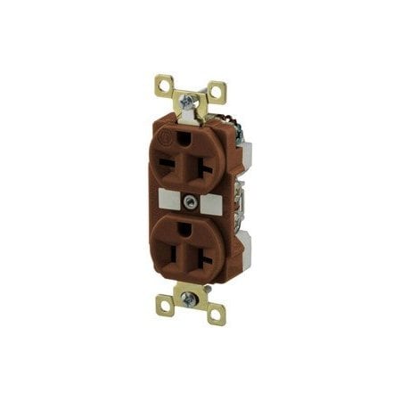 Bryant 20A 125/250V Industrial Grade Duplex Receptacle, Brown 5492