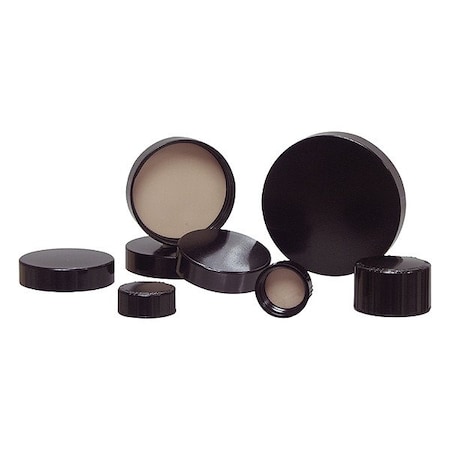 Qorpak Lab Bottle Caps, Black, 44 mm Dia, PK1232 CAP-00222