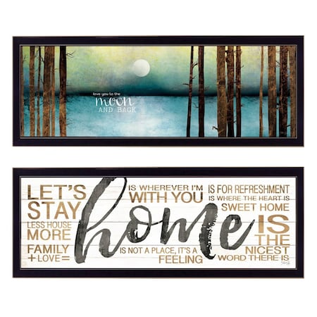 Homeroots Set Of Two Love or Home 2 Black Framed Print Wall Art, 2PK 406102