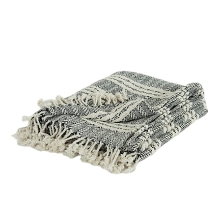 Homeroots Black Woven 100% Cotton Throw Blanket 518789