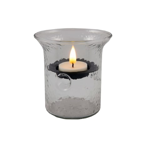 Homeroots 4" Clear Glass Tabletop Hurricane Candle Holder With Candle 483924