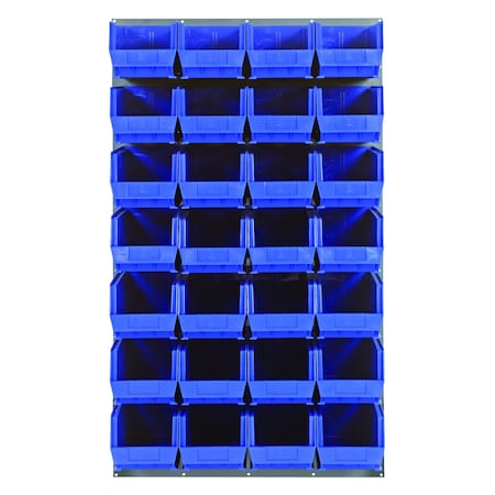 Quantum Storage Systems 36X61 GRAY LOUVERED PANEL WITH BINS BLUE QLP-3661-240-28BL