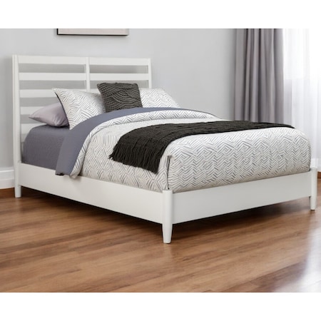 Homeroots White Slat Back Solid Wood Queen Bed Frame 524800