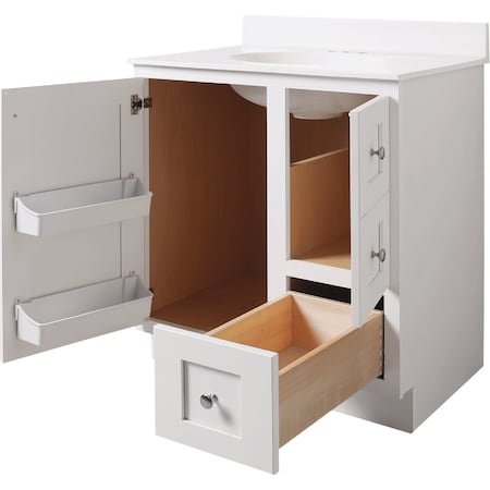 Bertch Storage Solutions 30'' Wx34-1/2'' Hx21''Deep Wht Vanity Base without Top 2 Door/1 Drawer ST-P-W-VSS30RT