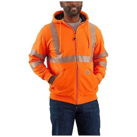 Carhartt High Visibility Zip Up Sweatshirt, 3, R, 100% Polyester, Orange, XL 104988-BOGXLTLL