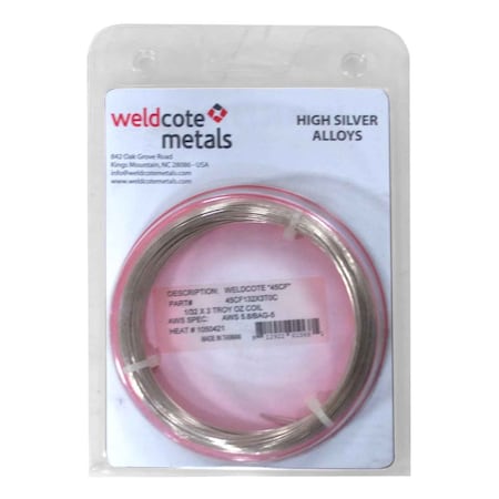 Weldcote 45% Bag-5 45CF 3/32in x 3 troy oz coil 45CF332X3T0C