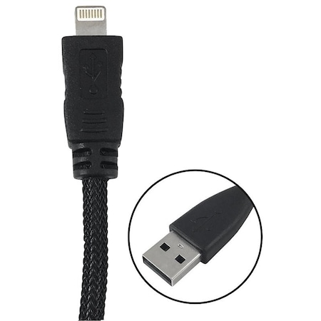 Zenith Lightning Cable, USB, Black, 6 ft L PM1006U8BB