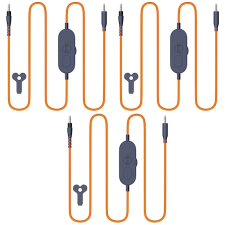 Delton Ascent Replacement 3.5mm Cable for Kids Learning Computer Headset Headphones 3-Pack, Orange S35