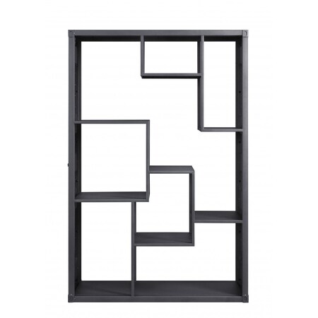 Homeroots 75" Gunmetal Composite Zig Zag Seven Tier Bookcase 486289