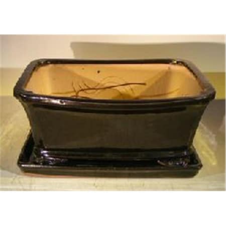 Paisaje 10 x 9 x 4.5 in. Ceramic Bonsai Pot, Black- Rectangle PA2810863