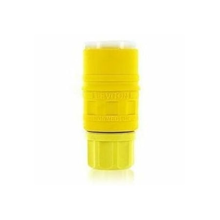 Leviton Watertight Straight Blade Connector, 1-15R, 15 A, 125V AC, 2 Pole, 2 Wire, Screw Terminals, Yellow 79W04-C