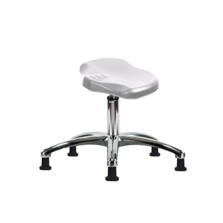 Blue Ridge Ergonomics Polyurethane Ray Stool Chrome - Desk Height with Stationary Glides in Gray Polyurethane PRPDHSL-CR-RG-GRY