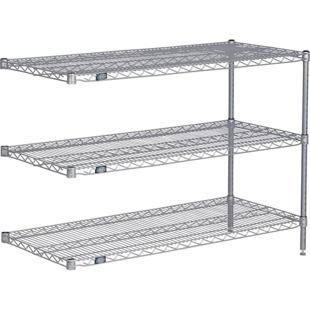Global Industrial Nexel 3 Shelf, Nexelate Silver Epoxy Wire Shelving Unit, Add On, 24"W x 21"D x 34"H B3151881