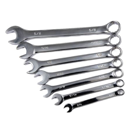 Hhip 7 Piece Combination Wrench Set 1/4 To 5/8in Chrome Vanadium Steel 7023-1102