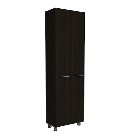 Homeroots 28" Black Wall mounted Accent Cabinet With Twelve Shelves And Six Drawers 546376