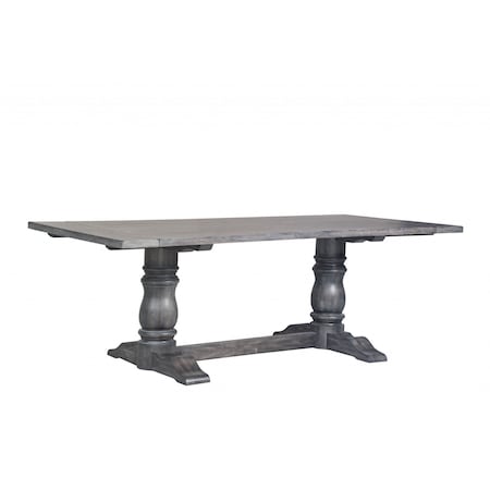 Homeroots 88" Light Gray And Gray Solid Wood Trestle Base Dining Table 318899