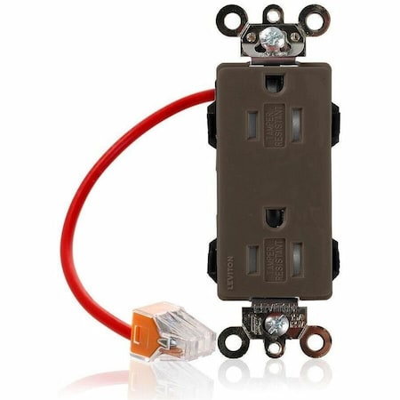 Leviton Straight Blade Receptacle, 5-15R, 15 A, 125V AC, Surface Mount, Self-Grounded MT162-SC